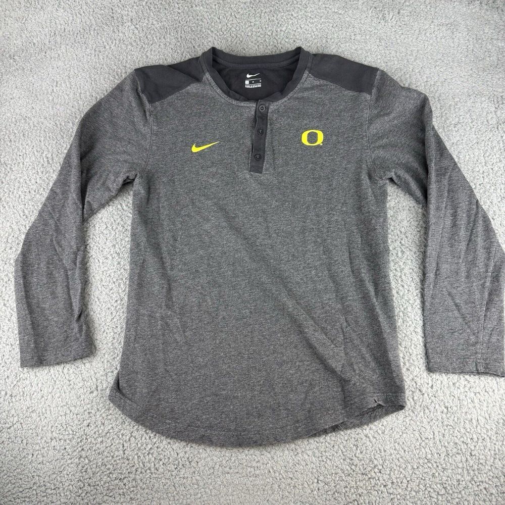 Oregon Ducks Gray Henley Neck Long-Sleeve‎ Shirt Nike Size Women's Medium